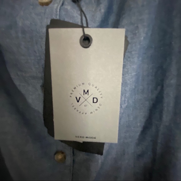 Vero Moda Short button Chambray Mini Dress - Picture 6 of 7